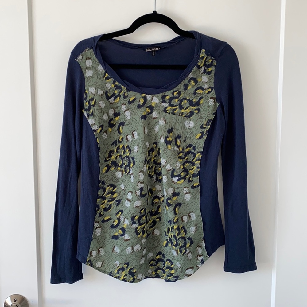 Ella Moss - Navy, leopard long sleeve T